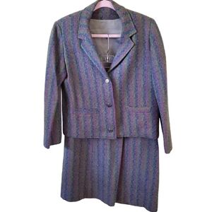 Latiffa Vintage 70's Wool Colorful Tweed Skirt Suit Size 10